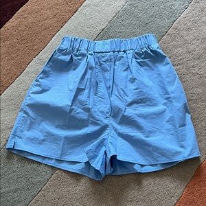 The Frankie Shop Light Blue Elastic-Waist Athletic Shorts Size Small